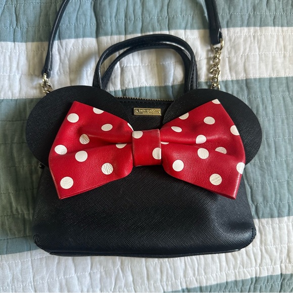 Kate Spade Minnie Mouse Mini Maise Crossbody Bag Purse Disney Black Ears Leather - Picture 10 of 16